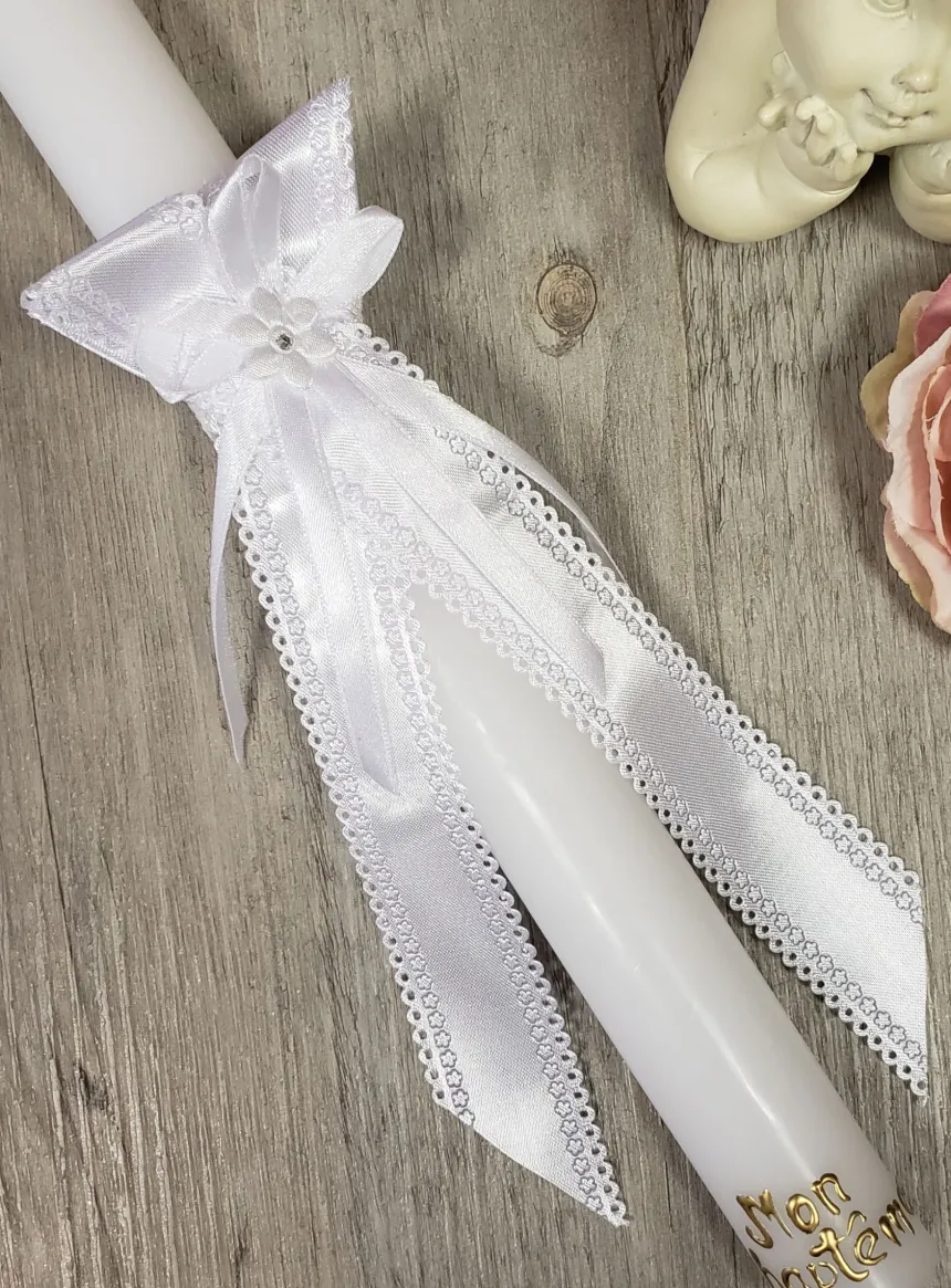 nœud pour bougie satiné Blanc