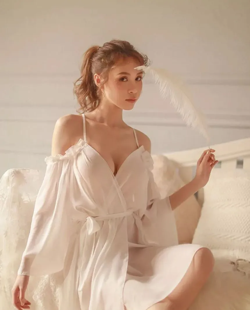 Nuisette mousseline pour femme 2 pièces