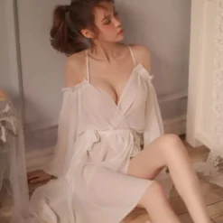 Nuisette mousseline pour femme 2 pièces