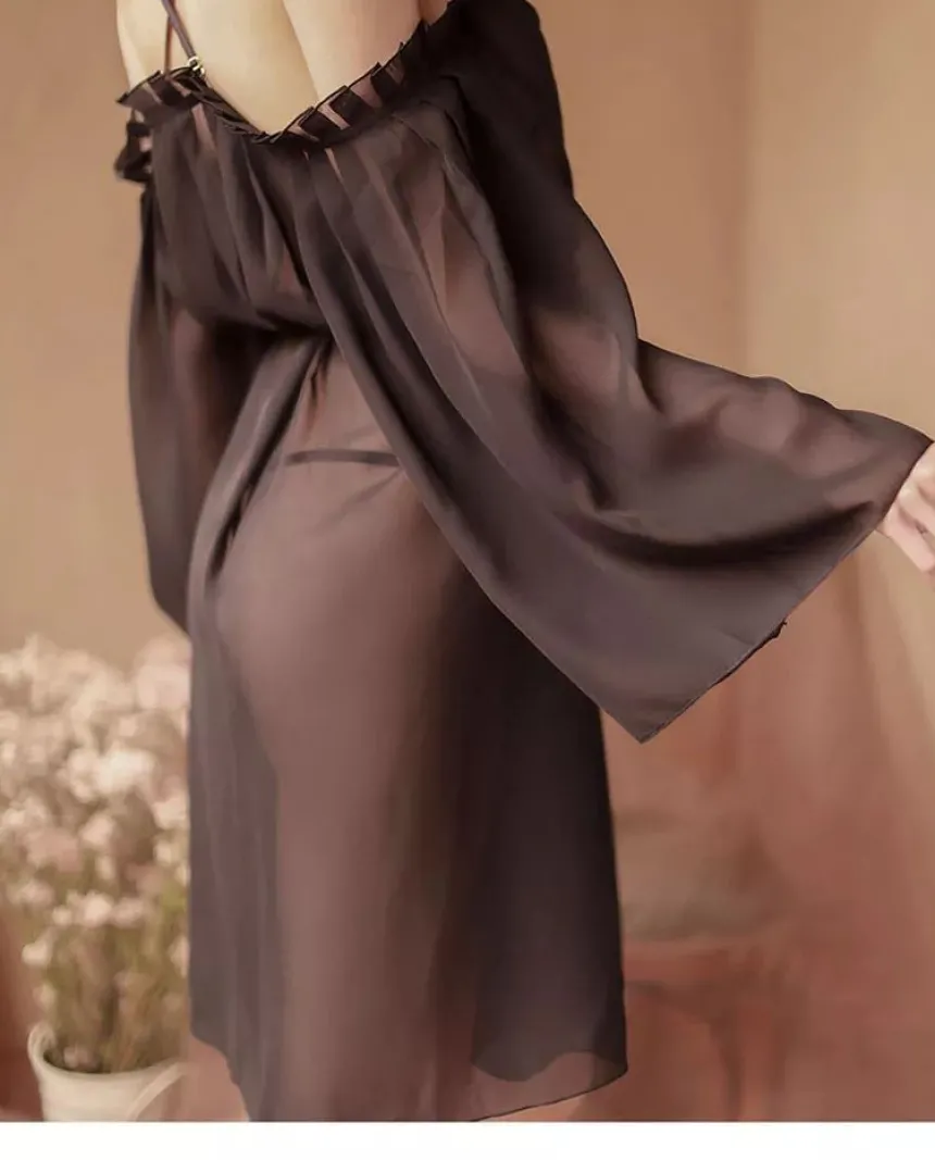 Nuisette mousseline pour femme 2 pièces