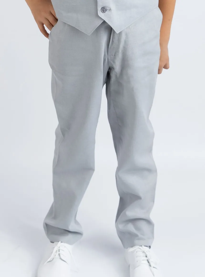 Pantalon en lin gris garçon