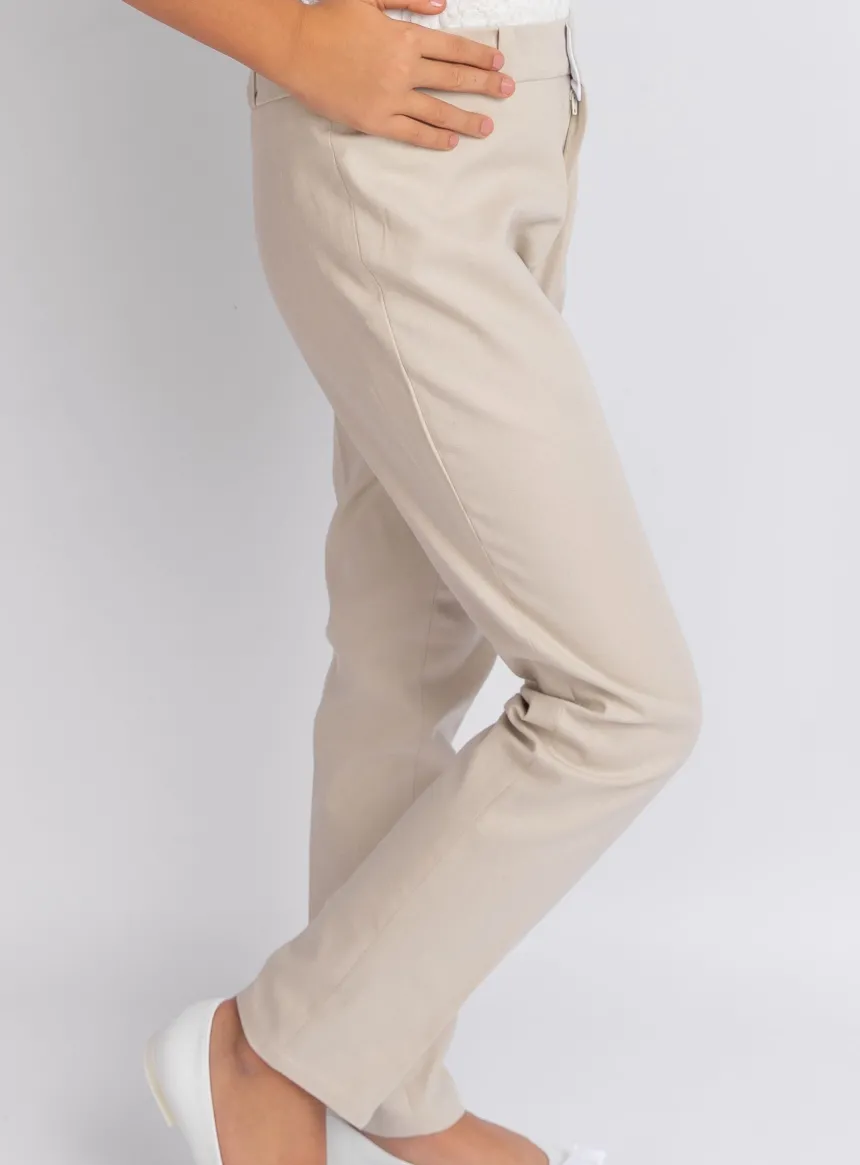 Pantalon lin beige fille