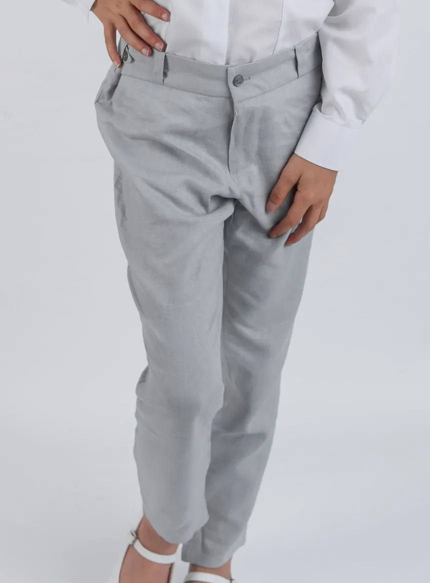 Pantalon lin gris fille