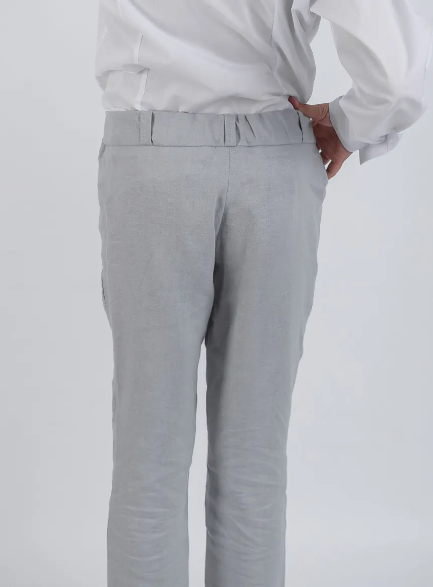 Pantalon lin gris fille