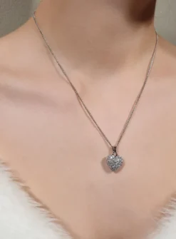 Parrure cœur + strass clous Gris argent