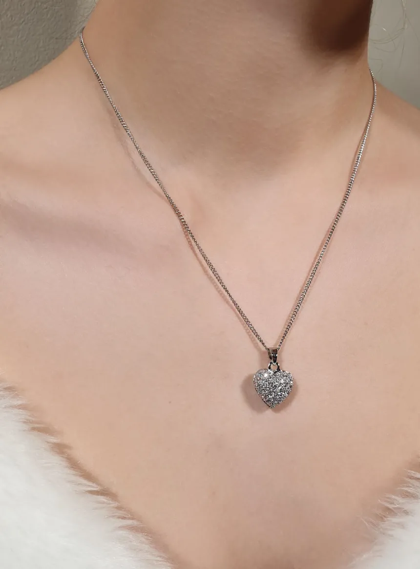 Parrure cœur + strass clous Gris argent