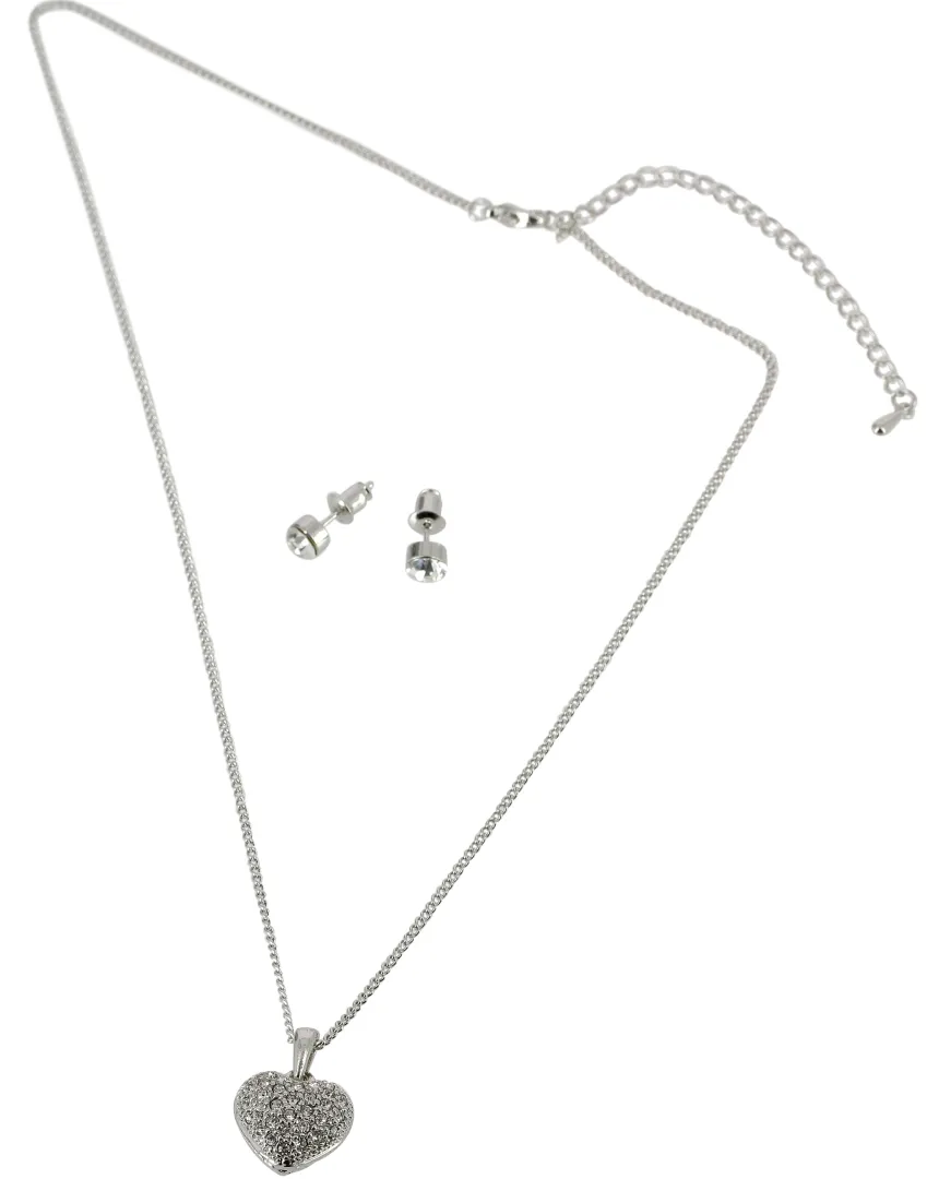 Parrure cœur + strass clous Gris argent