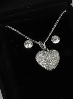 Parrure cœur + strass clous Gris argent