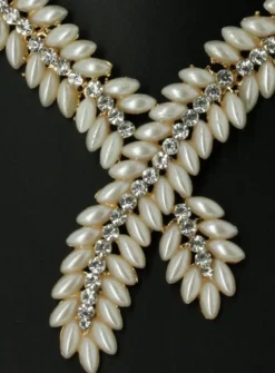 Parure bijoux collier + boucles Ivoire - Ecru