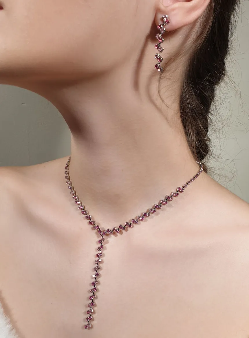 Parure collier + boucles strass