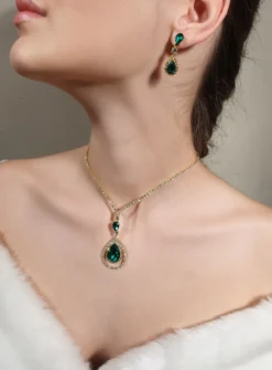 Parure collier strass + boucles
