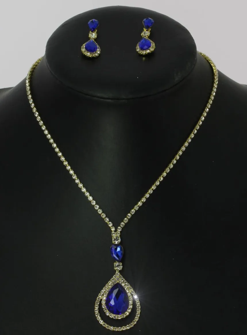 Parure collier strass + boucles