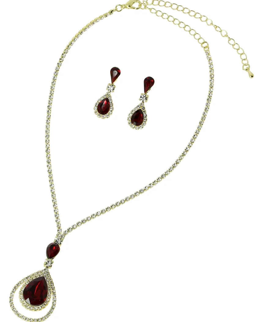 Parure collier strass + boucles