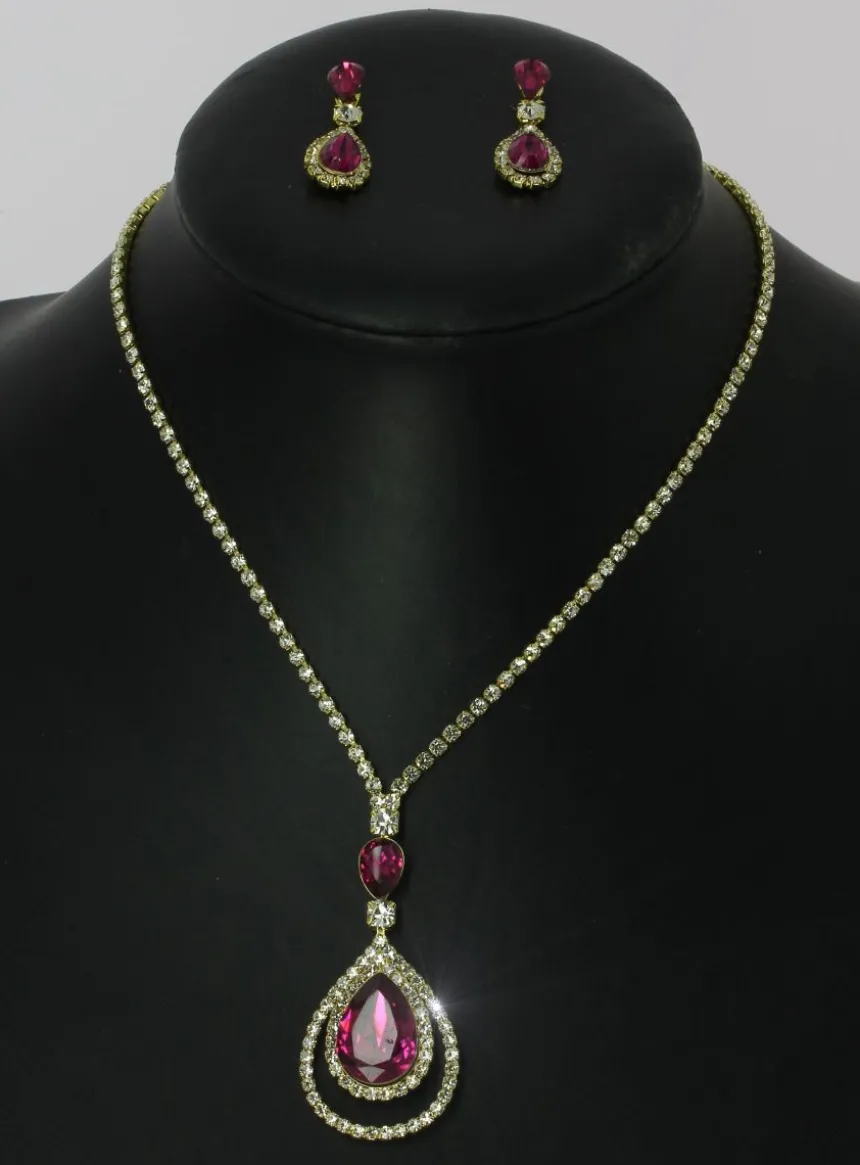 Parure collier strass + boucles