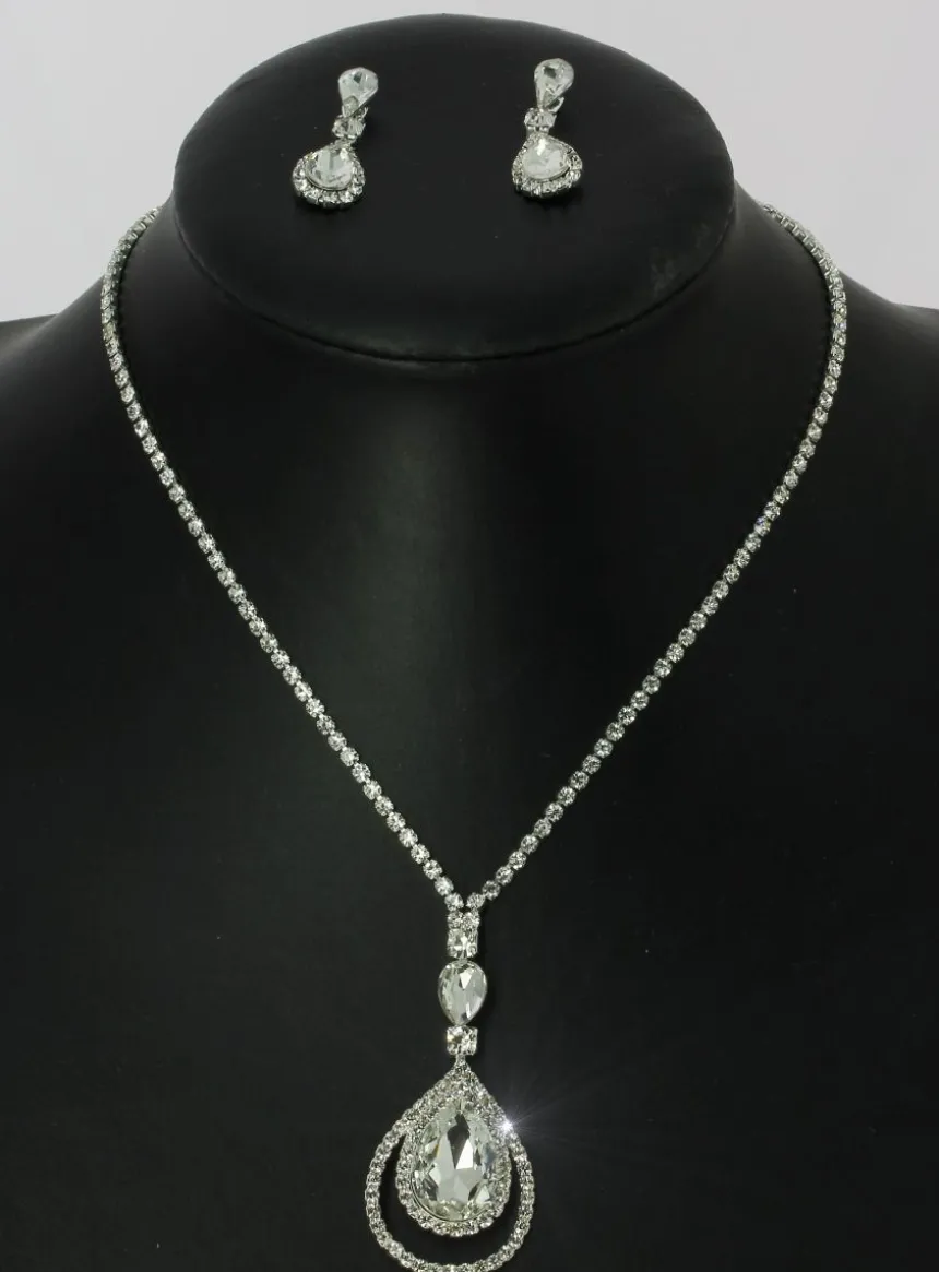 Parure collier strass + boucles