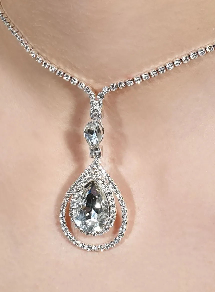 Parure collier strass + boucles