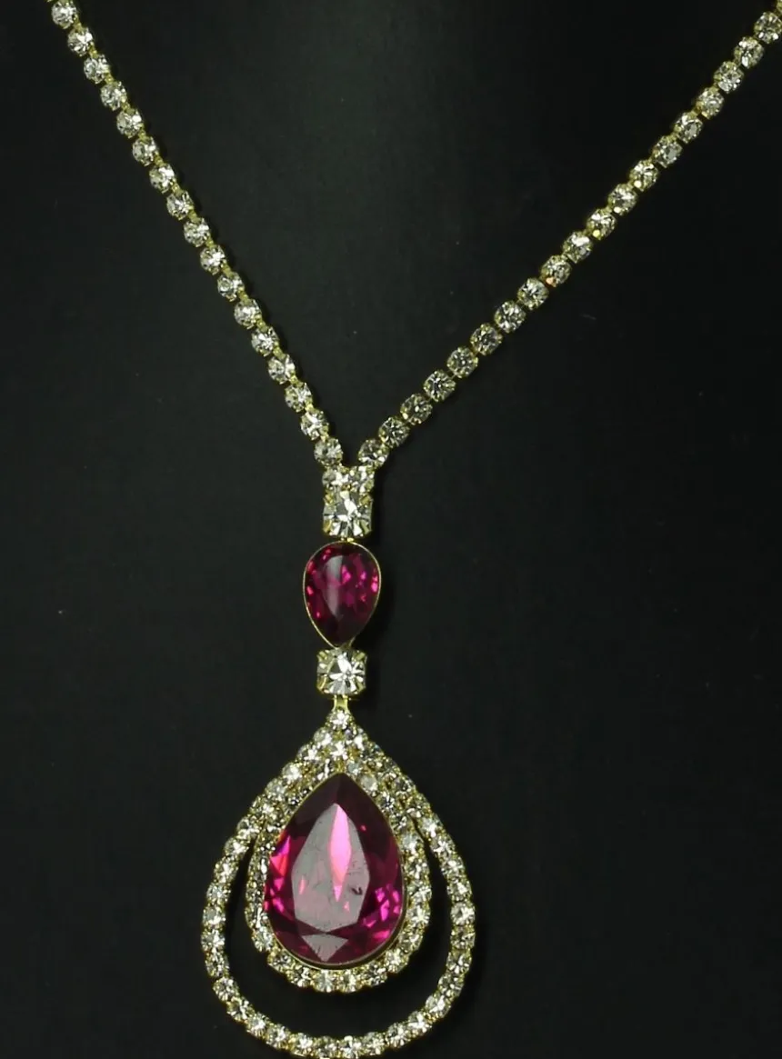 Parure collier strass + boucles
