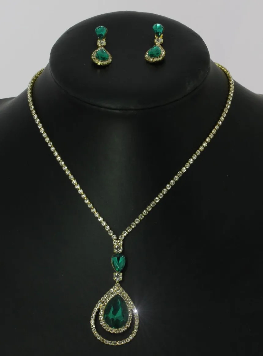 Parure collier strass + boucles