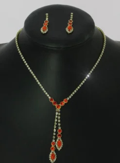 Parure collier strass + boucles
