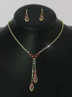 Parure collier strass + boucles