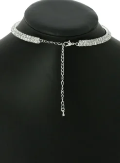 Parure de soirée collier ras du cou + boucles strass