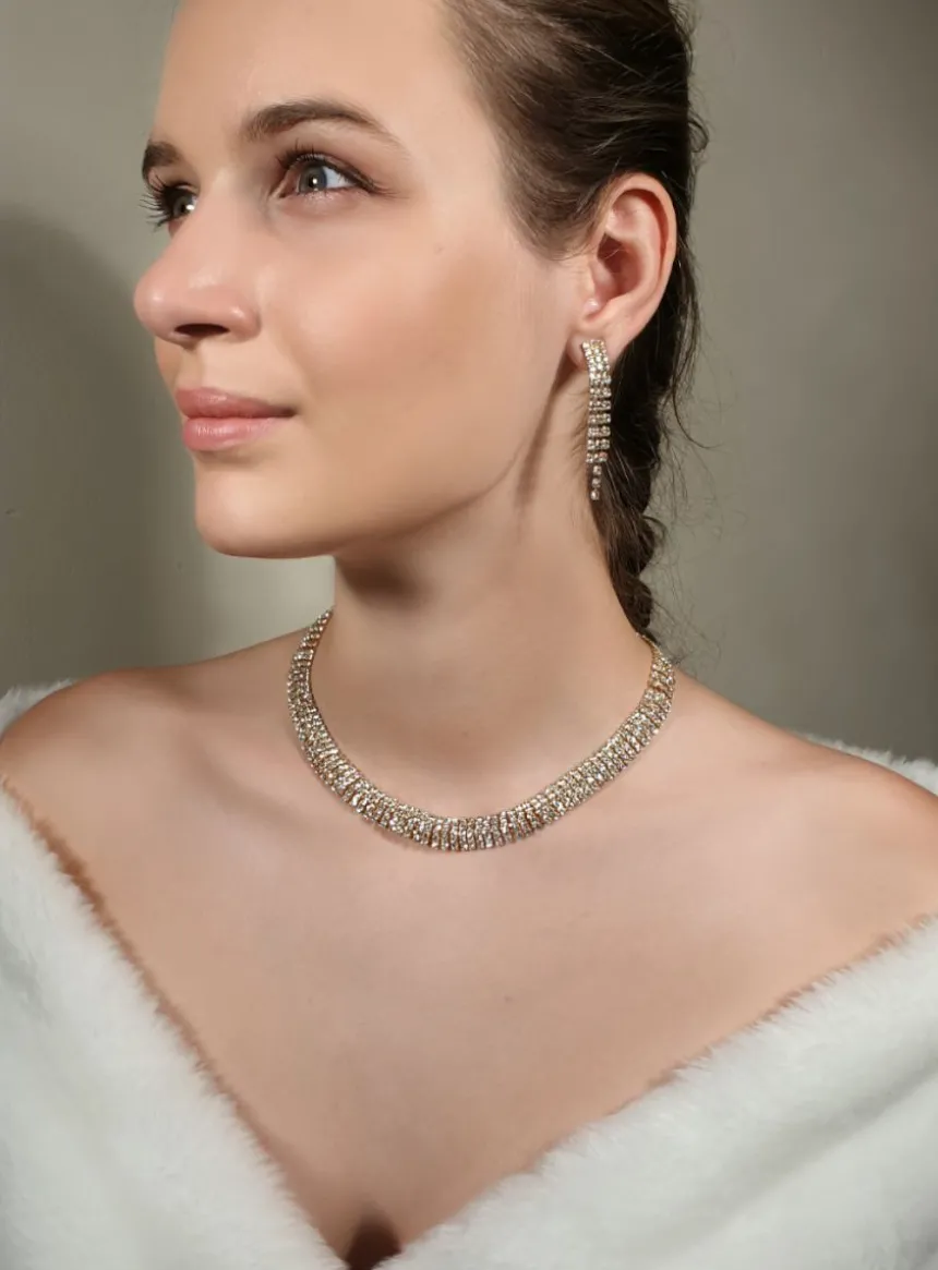 Parure strass mariage avec collier + boucles