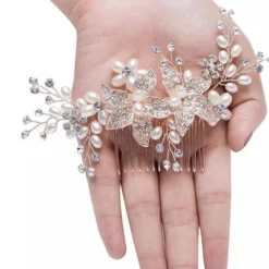 Peigne cheveux fleurs et perles