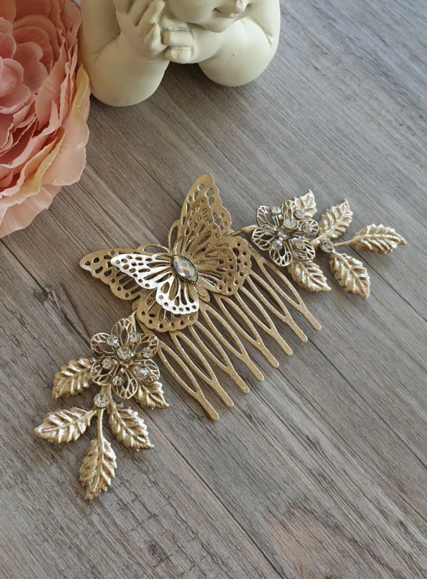Peigne cheveux papillon