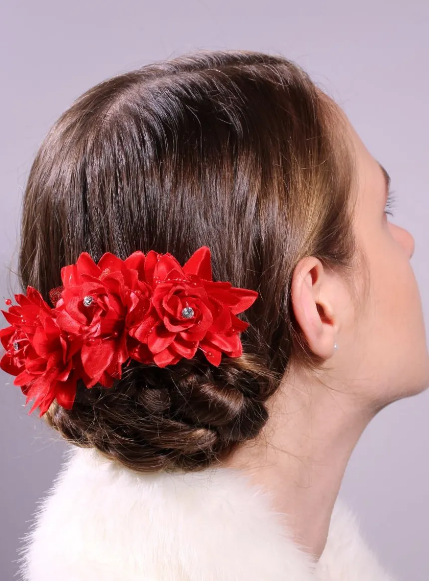 Peigne cheveux rangée de fleurs