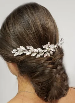 Peigne cheveux strass sur peigne Gris argent
