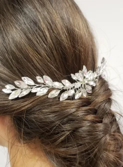 Peigne cheveux strass sur peigne Gris argent