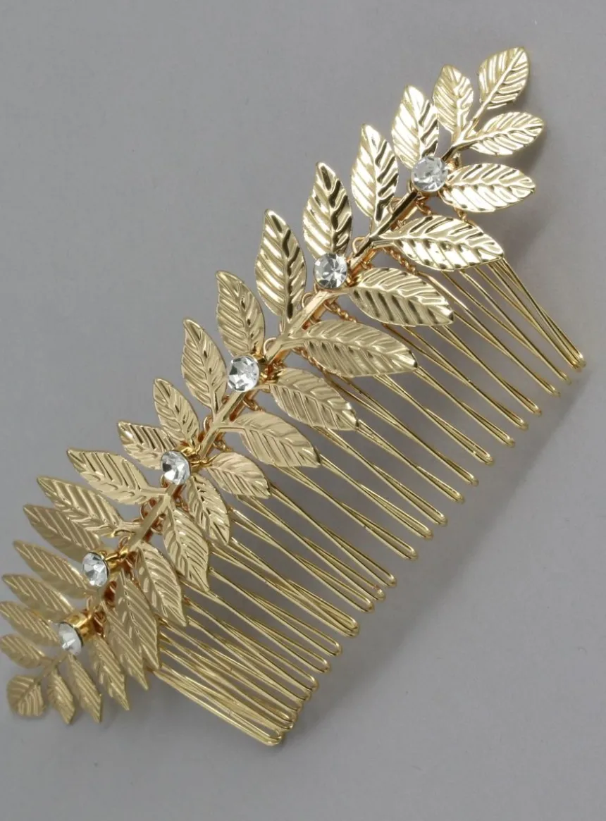 Peigne chignon feuilles de laurier avec strass