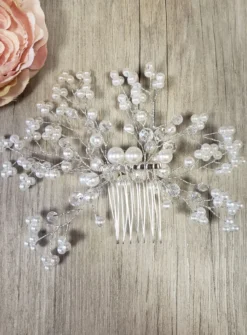 Peigne chignon perles et strass Blanc