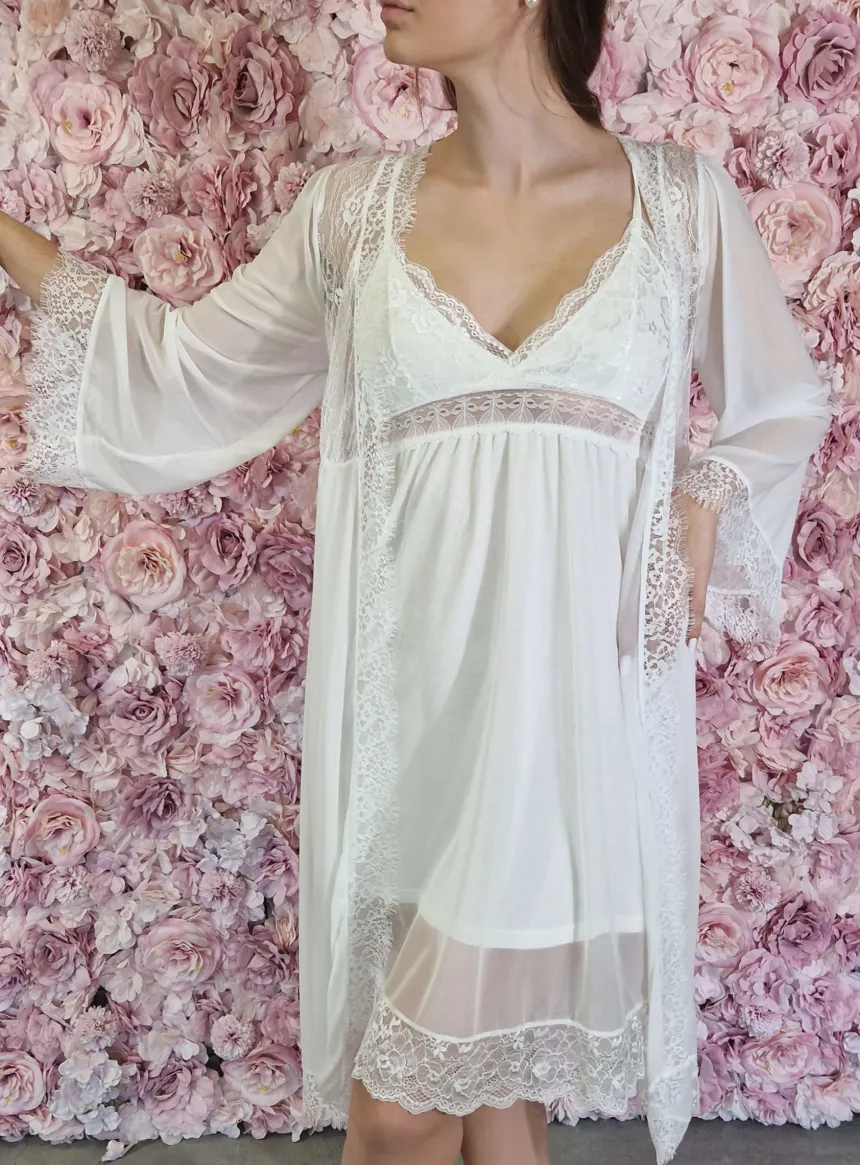 Peignoir dentelle mariage femme