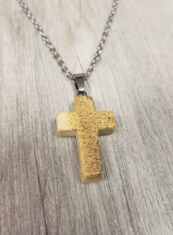 Pendentif Croix en pierre + Chaine