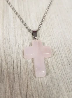 Pendentif Croix en pierre + Chaine