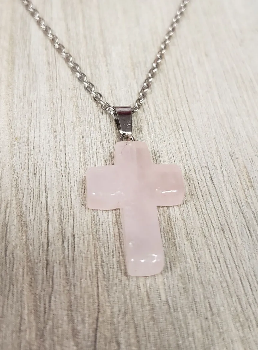 Pendentif Croix en pierre + Chaine