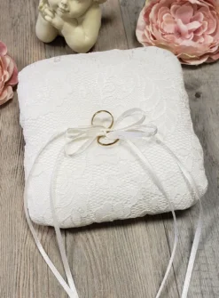 Petit coussin porte alliances dentelle Ivoire - Ecru