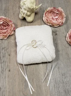 Petit coussin porte alliances dentelle Ivoire - Ecru