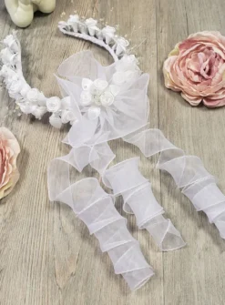 Petite couronne marguerites et roses Blanc