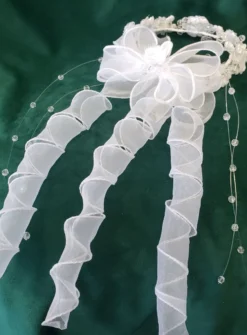 Petite couronne perles et fleurs Blanc