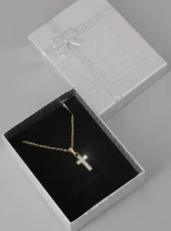Petite croix avec strass avec chaine