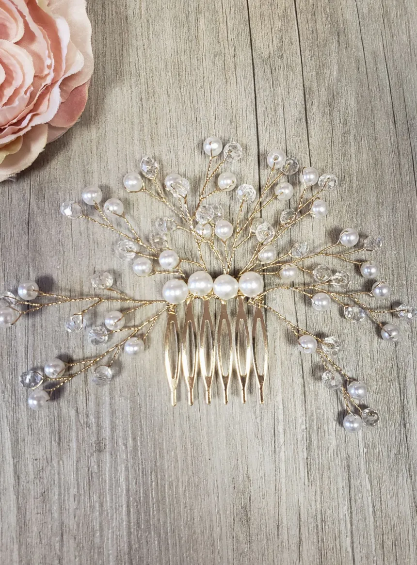 Petit peigne cheveux perles