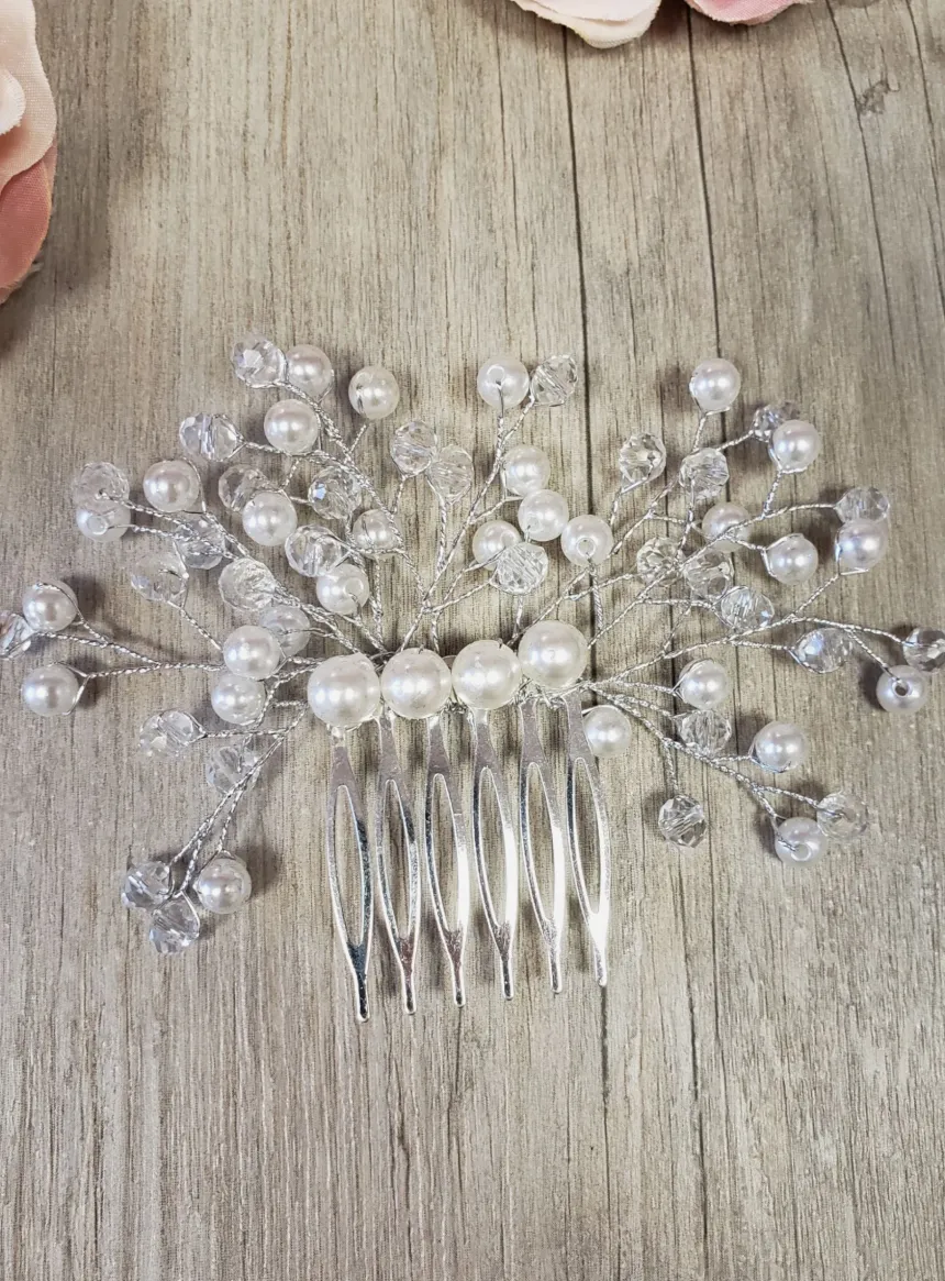 Petit peigne cheveux perles