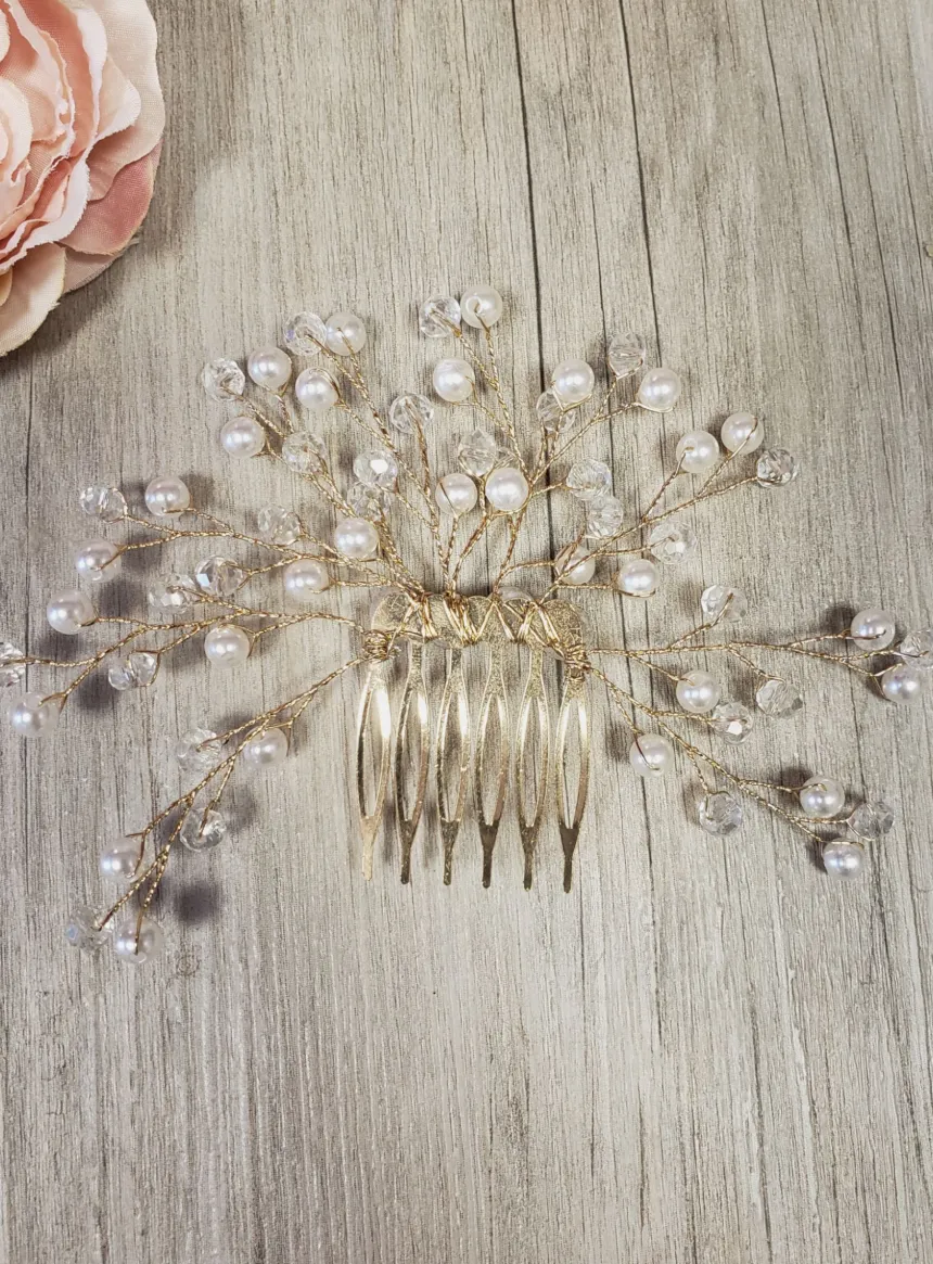 Petit peigne cheveux perles