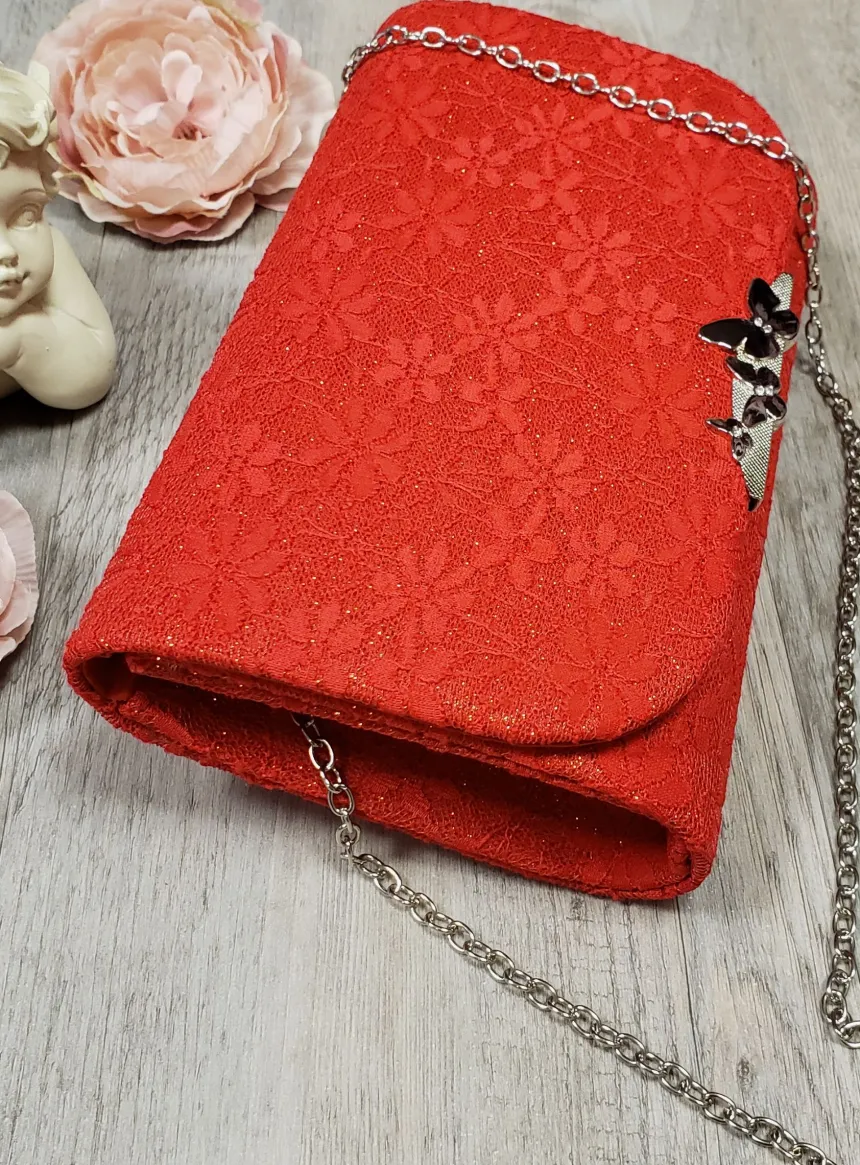 Pochette de soirée dentelle et paillette