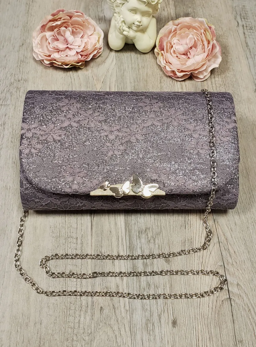 Pochette de soirée dentelle et paillette