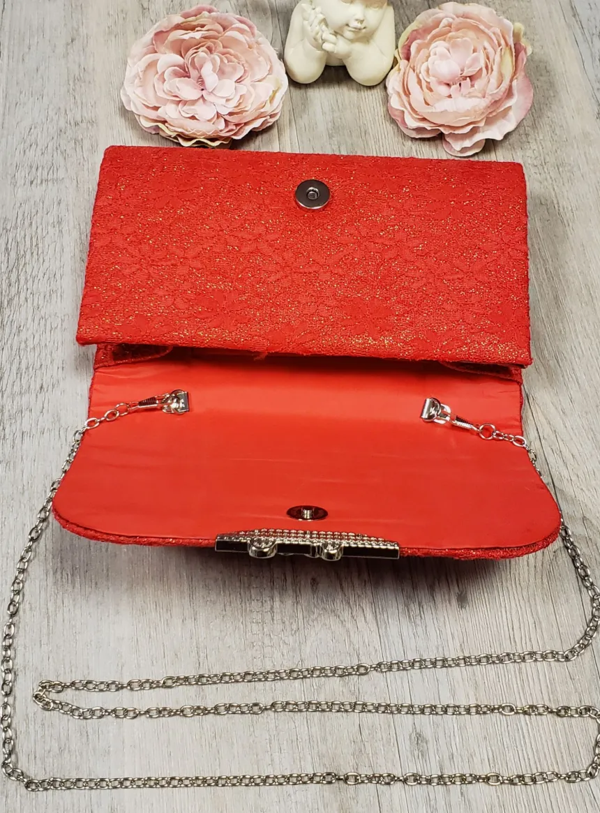 Pochette de soirée dentelle et paillette