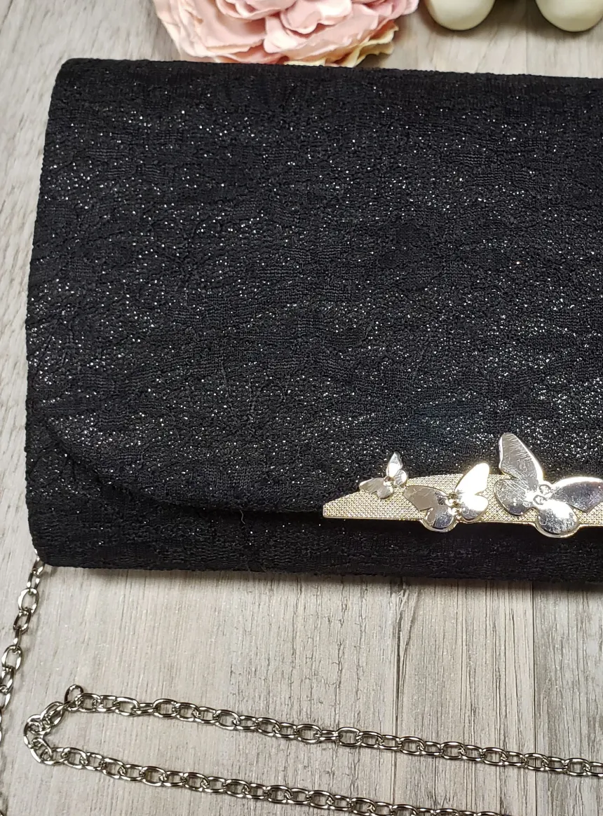 Pochette de soirée dentelle et paillette
