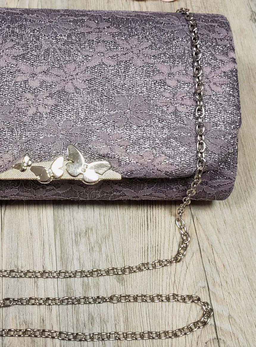 Pochette de soirée dentelle et paillette